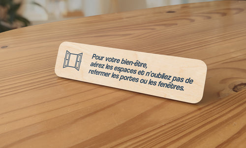 Plaque Aérez les espaces 200 x 50 mm — Beelive Studio