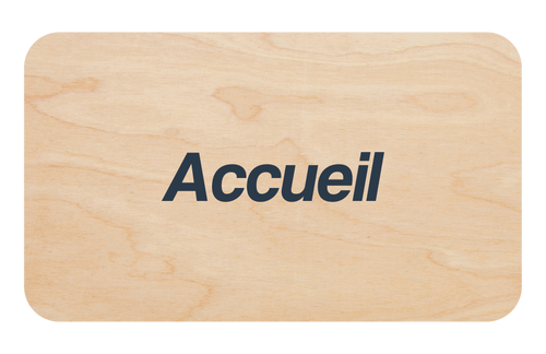 Plaque Accueil 155 x 90 mm — Beelive Studio, visuel à plat