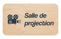 Plaque Salle de projection 155 x 90 mm — Beelive Studio, visuel à plat